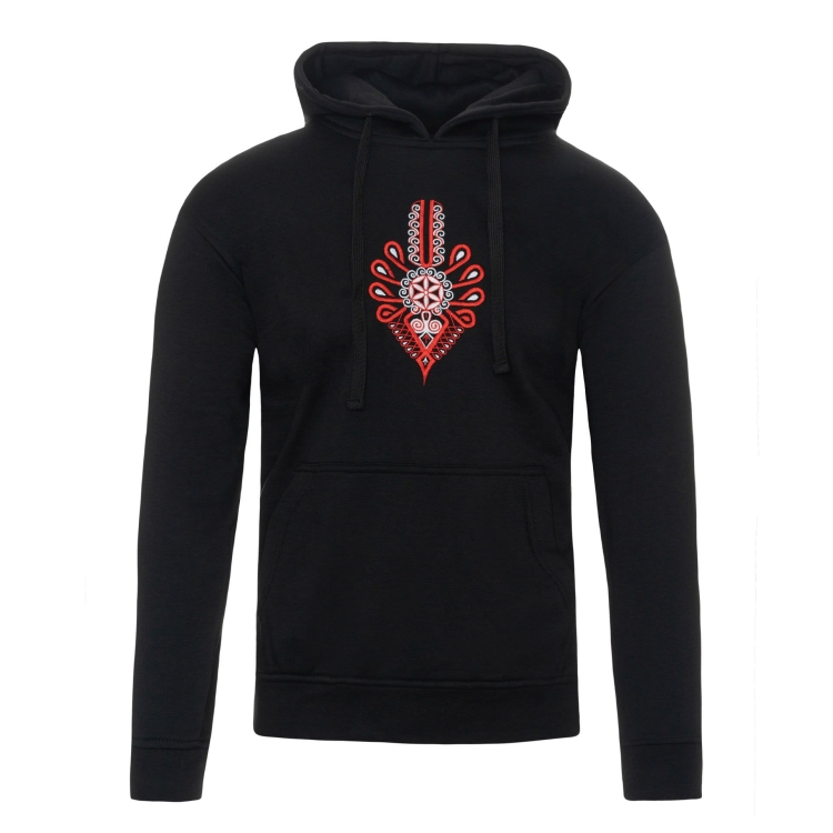 Czarna bluza z kapturem parzenica góralska unisex