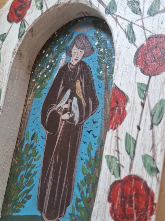 Ręcznie malowana kapliczka św. Franciszek
