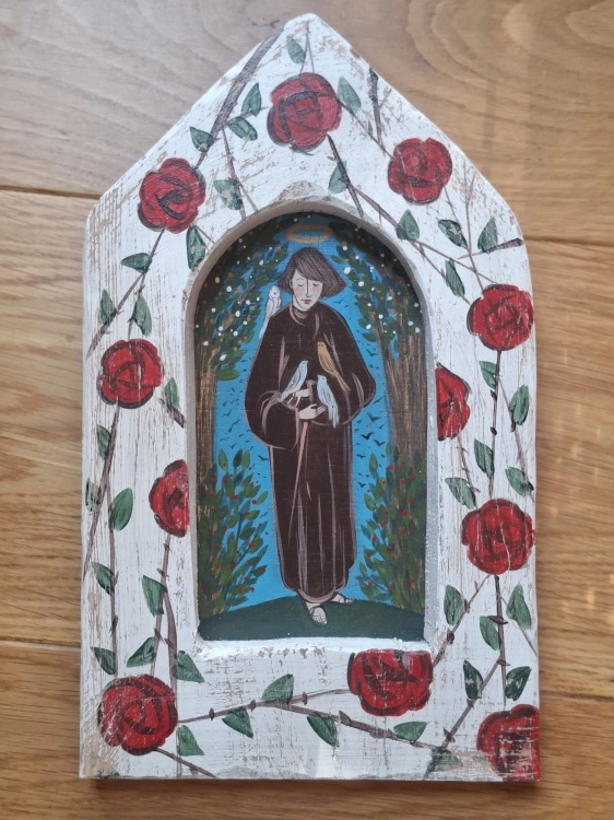 Ręcznie malowana kapliczka św. Franciszek