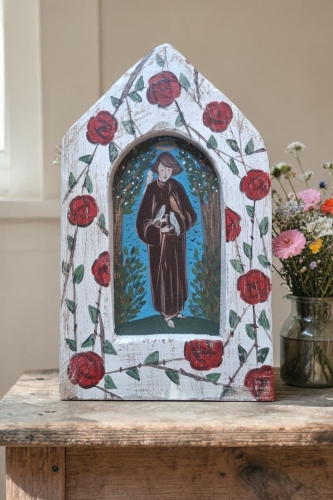 Ręcznie malowany obrazek na drewnie Kapliczka Święty Franciszek
