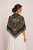 Zielona folk chusta w kwiaty 110x110 cm