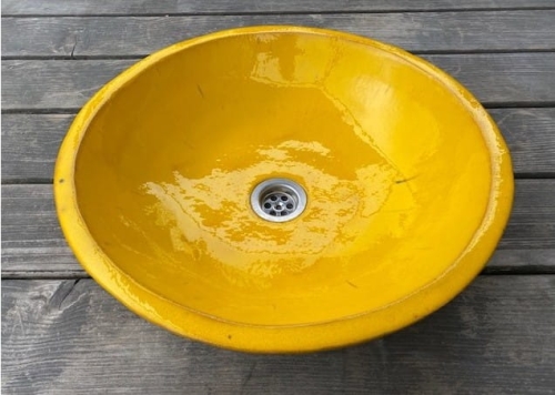 Umywalka nablatowa ręcznie robiona żółta 42 cm