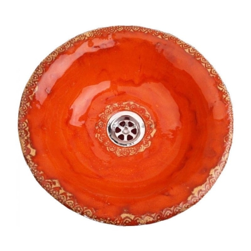 Mała ceramiczna umywalka folk ręcznie robiona z koronką 29 cm
